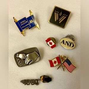 Assorted Metal Lapel Pins Set. Vintage. Collectible. 2 pin is sterling silver